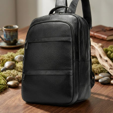 Кожаный рюкзак для ноутбука города и повседневного использования Vintage Черный