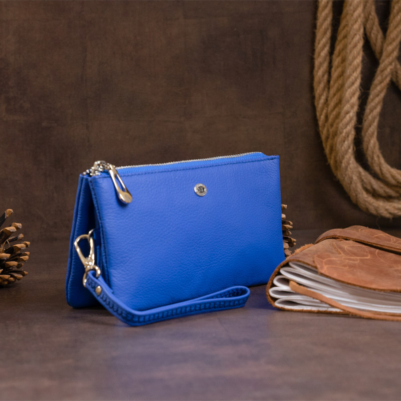 Вместительный клатч из двух частей женский ST Leather Синий