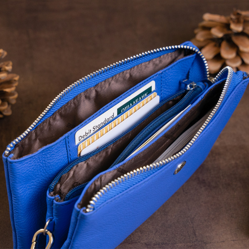 Вместительный клатч из двух частей женский ST Leather Синий