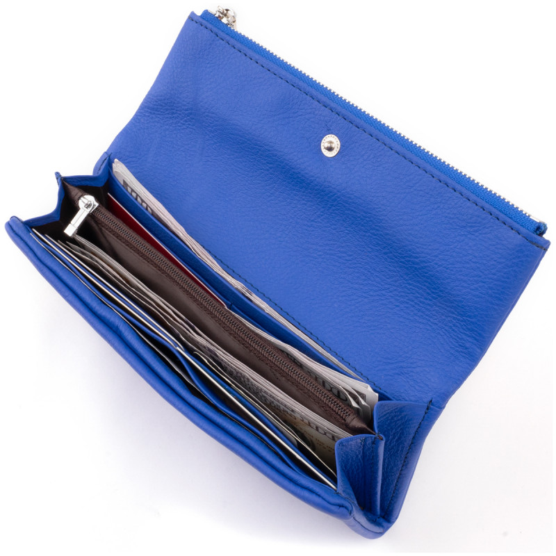 Клатч конверт с карманом для мобильного кожаный женский ST Leather Синий