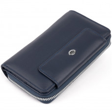 Кошелек из кожи на защелке ST Leather Темно-синий