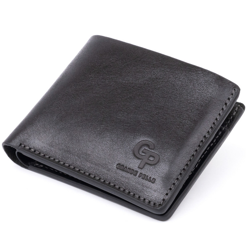 Портмоне вертикальне з круглим магнітом на два відділення GRANDE PELLE Чорне