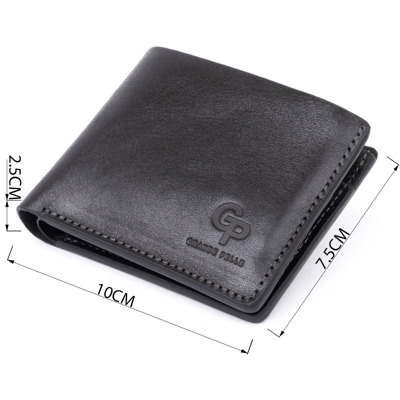 Портмоне вертикальне з круглим магнітом на два відділення GRANDE PELLE Чорне