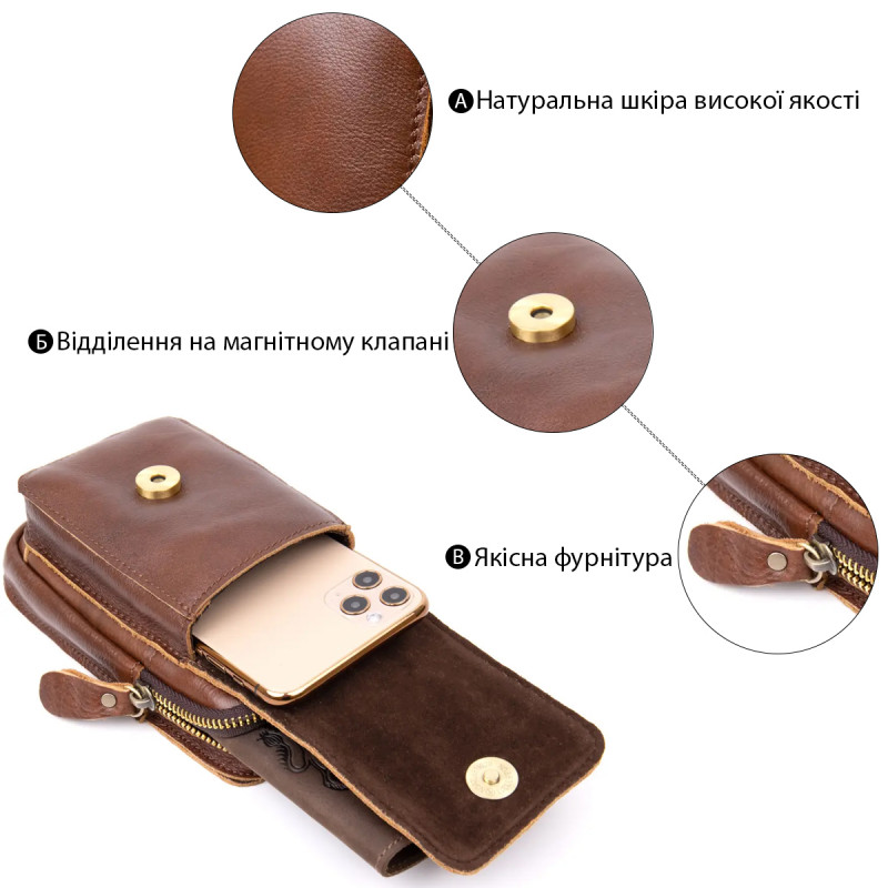 Барсетка поясная мужская Vintage Коричневая