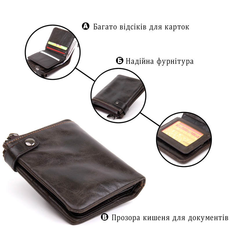 Портмоне унисекс Vintage Коричневое