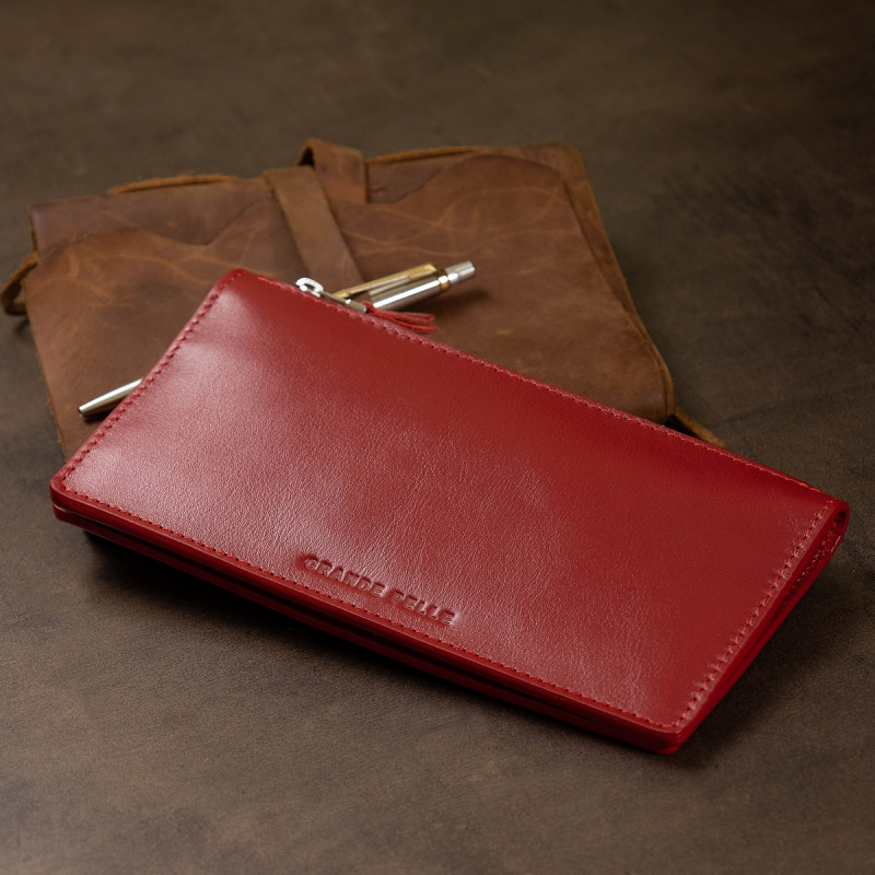 Оригінальне жіноче шкіряне портмоне GRANDE PELLE Червоний