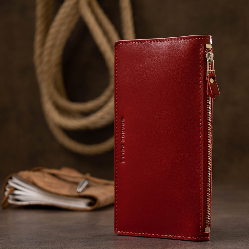 Оригінальне жіноче шкіряне портмоне GRANDE PELLE Червоний