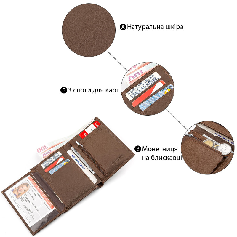 Мужской бумажник ST Leather (ST-) сверхпрочный Коричневый
