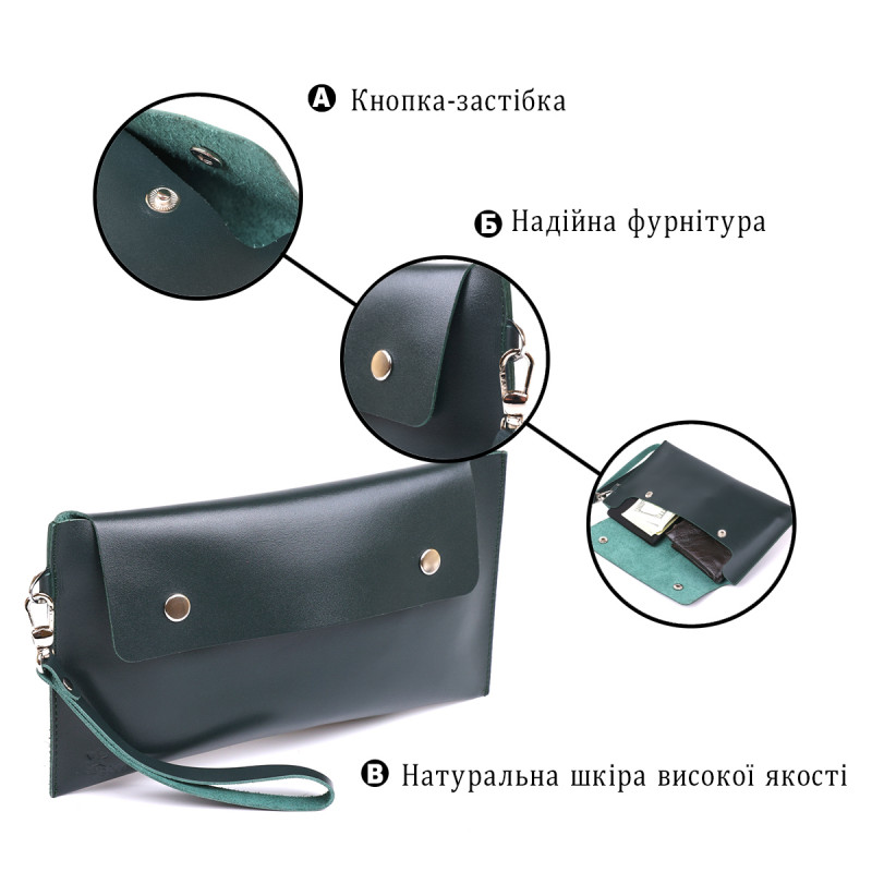 Кожаная практичная тревел-косметичка Shvigel Зеленый