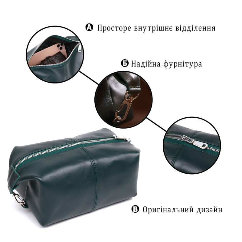 Практичная универсальная косметичка Shvigel Зеленый