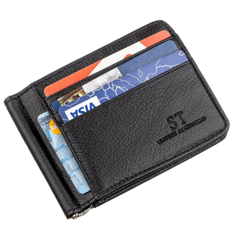 Чоловічий зажим з кишенями для карток ST Leather Чорний