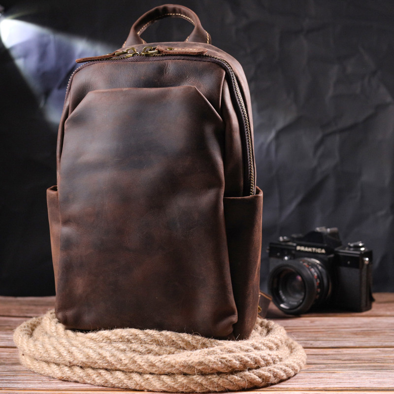 Сумка мужская через плечо из натуральной винтажной кожи Vintage Коричневая