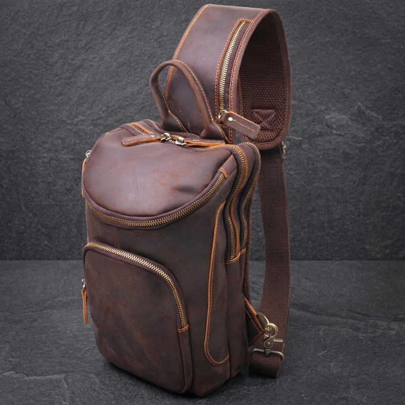 Вінтажна чоловіча сумка через плече з натуральної шкіри Vintage Коричнева