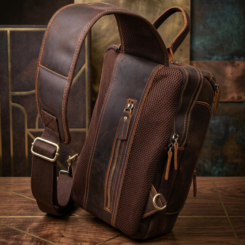 Вінтажна чоловіча сумка через плече з натуральної шкіри Vintage Коричнева