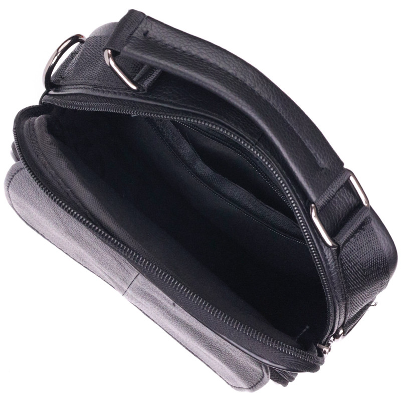 Практичная мужская кожаная сумка Vintage Черная