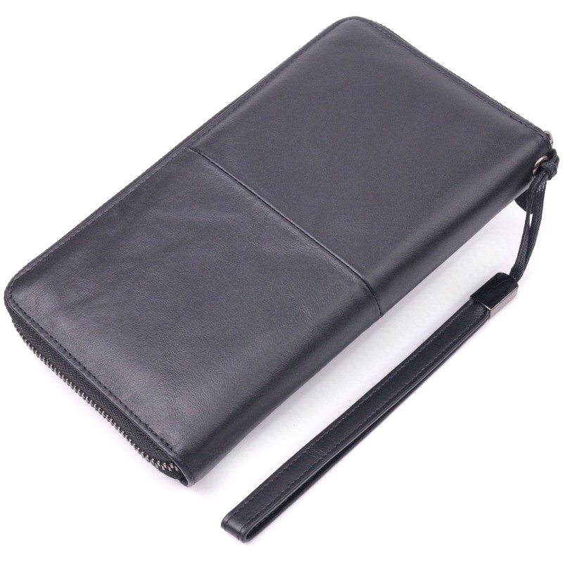 Оригінальний чоловічий клатч з натуральної гладкої шкіри Vintage Чорний