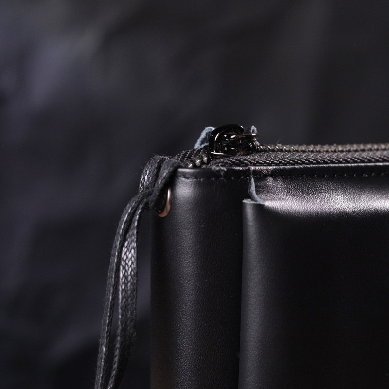 Оригінальний чоловічий клатч з натуральної гладкої шкіри Vintage Чорний