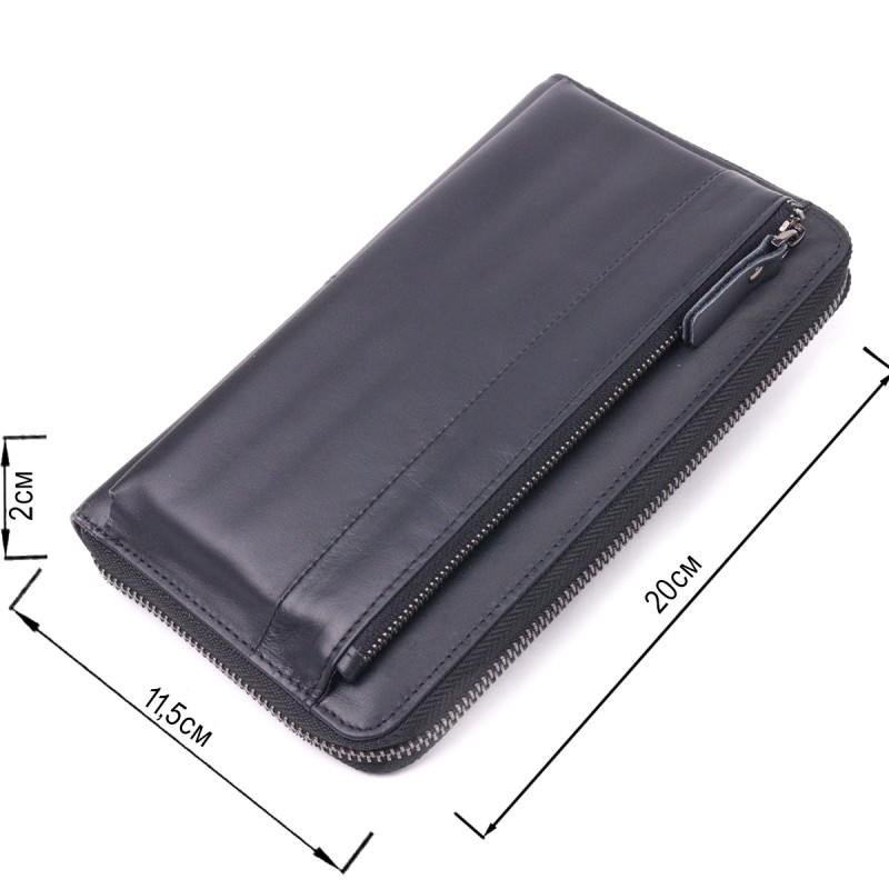 Оригінальний чоловічий клатч з натуральної гладкої шкіри Vintage Чорний