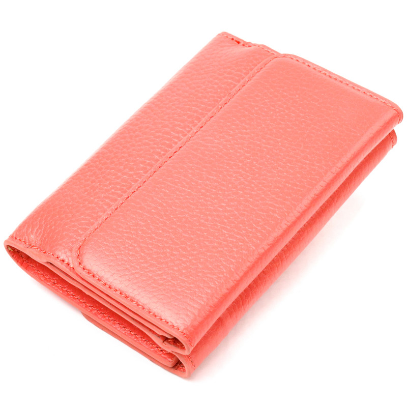 Стильный молодежный кошелек из натуральной кожи флотар CANPELLINI Коралловый