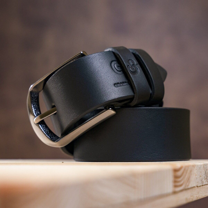 Ремінь чоловічий GRANDE PELLE натуральна шкіра Чорний