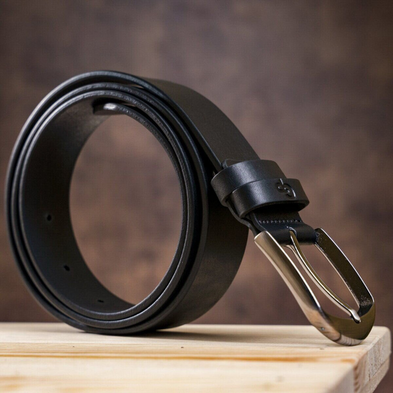 Ремінь чоловічий GRANDE PELLE натуральна шкіра Чорний