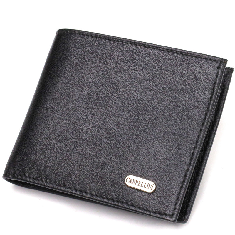Классическое мужское портмоне из натуральной кожи флотар CANPELLINI Черное
