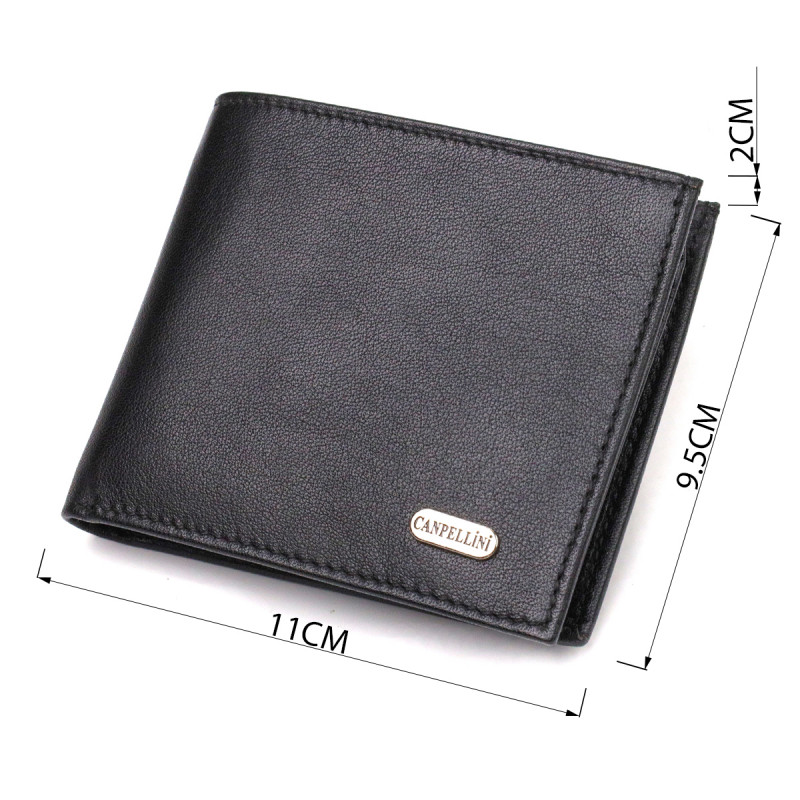 Классическое мужское портмоне из натуральной кожи флотар CANPELLINI Черное