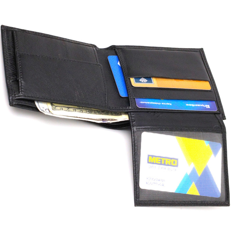 Классическое мужское портмоне из натуральной кожи флотар CANPELLINI Черное