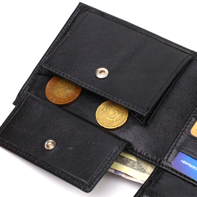 Классическое мужское портмоне из натуральной кожи флотар CANPELLINI Черное