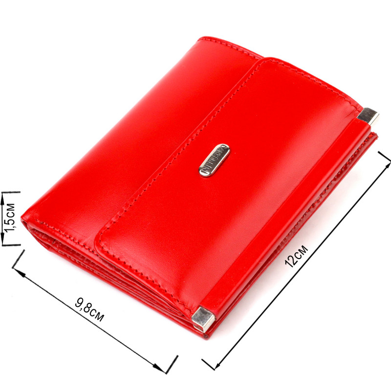 Яскравий гаманець для жінок середнього розміру з натуральної гладкої шкіри CANPELLINI Червоний