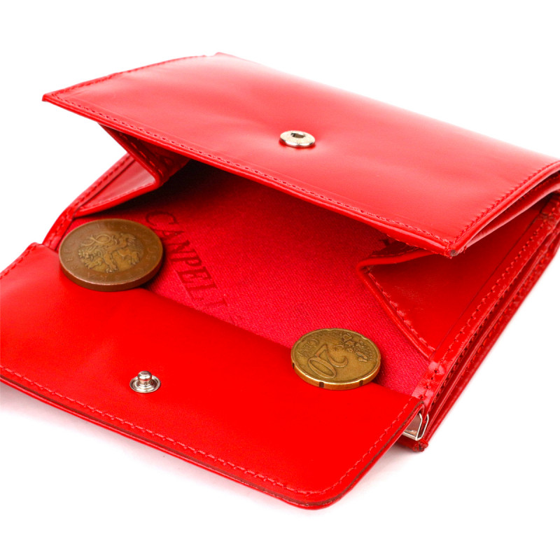 Яскравий гаманець для жінок середнього розміру з натуральної гладкої шкіри CANPELLINI Червоний