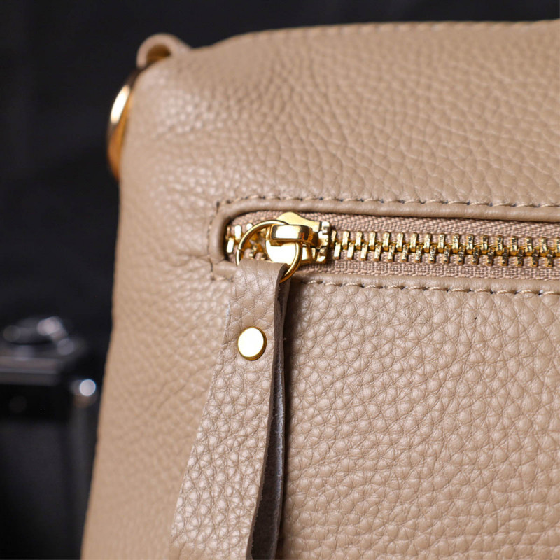 Практична жіноча сумка через плече з натуральної шкіри Vintage Бежева