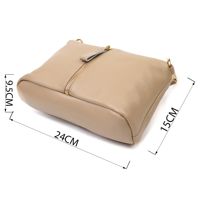 Практична жіноча сумка через плече з натуральної шкіри Vintage Бежева