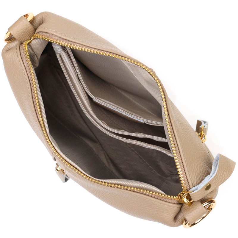 Практична жіноча сумка через плече з натуральної шкіри Vintage Бежева