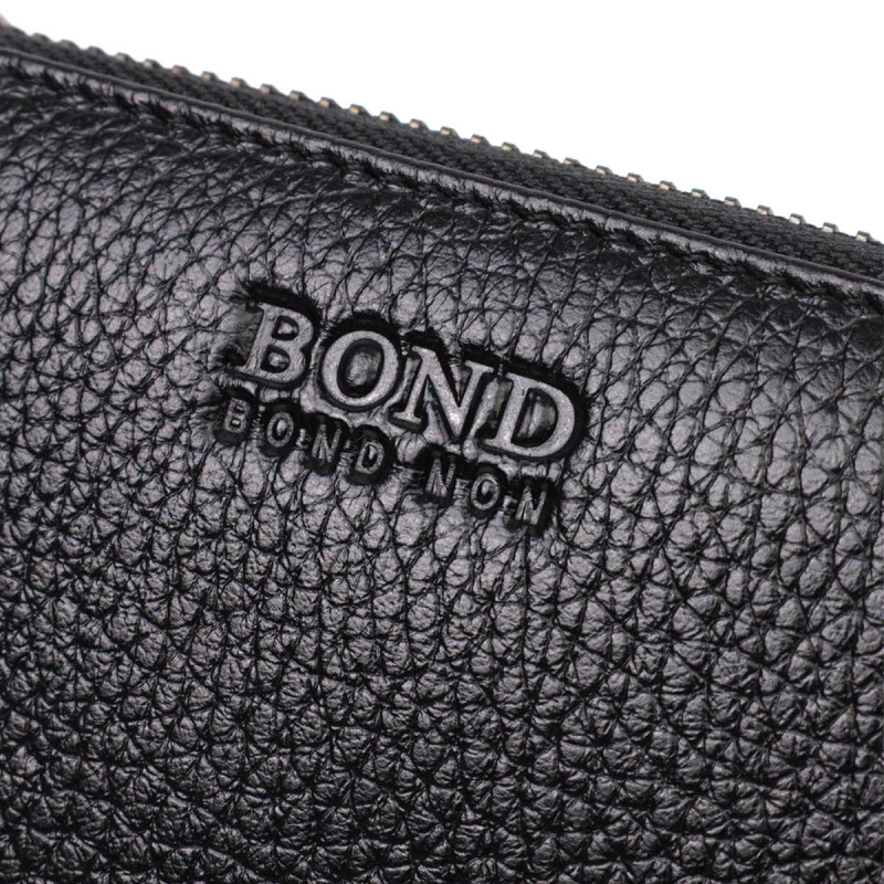Замечательный женский кошелек из натуральной зернистой кожи BOND Черный