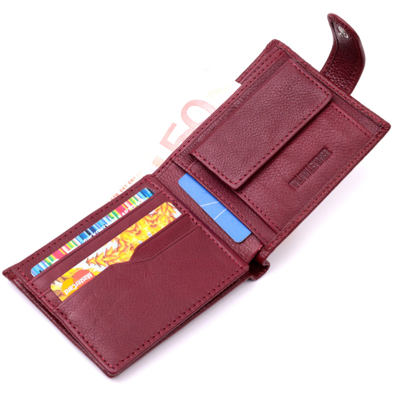 Стильное женское портмоне с блоком для карт из натуральной кожи ST Leather Бордовый