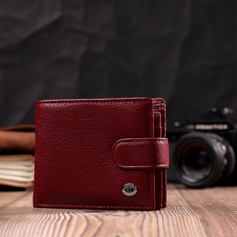 Стильное женское портмоне с блоком для карт из натуральной кожи ST Leather Бордовый