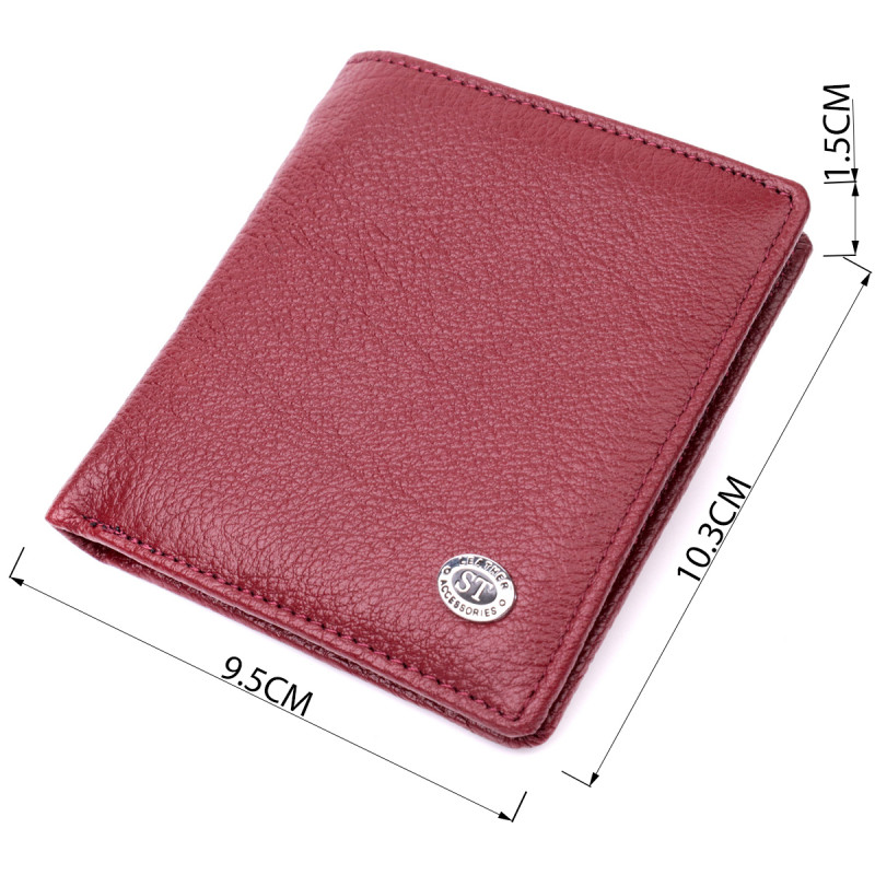 Женский небольшой кошелек из натуральной кожи ST Leather Бордовый