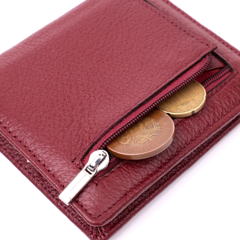 Женский небольшой кошелек из натуральной кожи ST Leather Бордовый