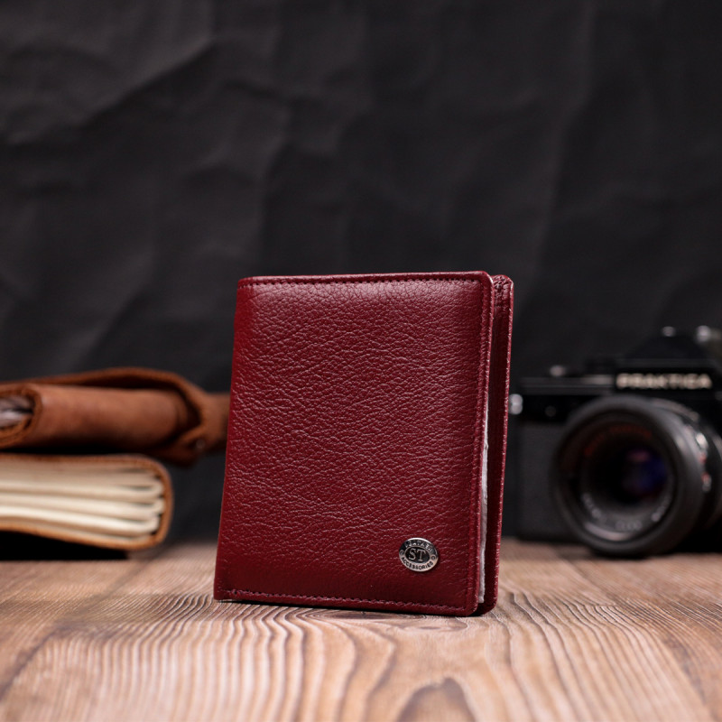 Женский небольшой кошелек из натуральной кожи ST Leather Бордовый