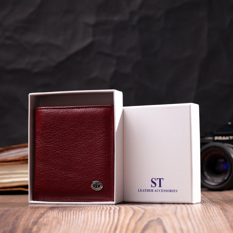 Женский небольшой кошелек из натуральной кожи ST Leather Бордовый
