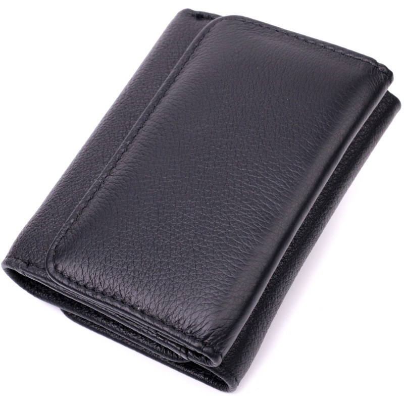 Женский горизонтальный кошелек из натуральной кожи ST Leather Черный