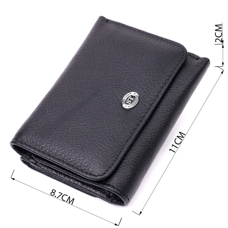 Женский горизонтальный кошелек из натуральной кожи ST Leather Черный