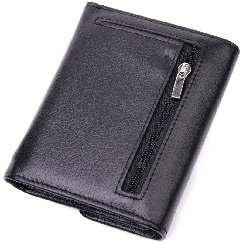 Женский симпатичный кошелек с монетницей из натуральной кожи ST Leather Черный