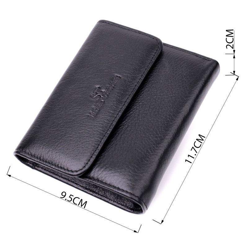 Женский симпатичный кошелек с монетницей из натуральной кожи ST Leather Черный
