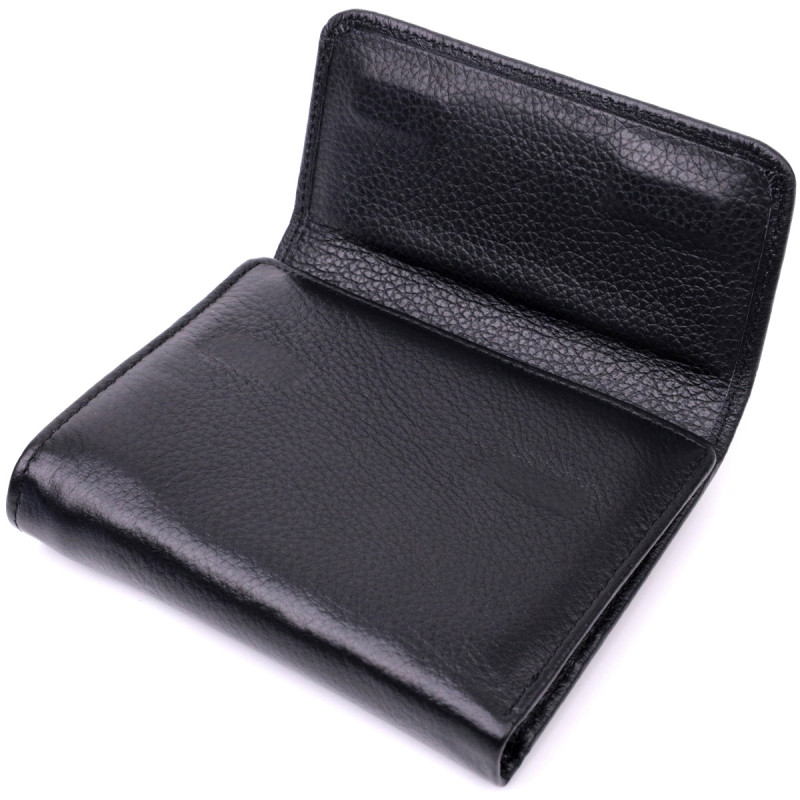 Женский симпатичный кошелек с монетницей из натуральной кожи ST Leather Черный