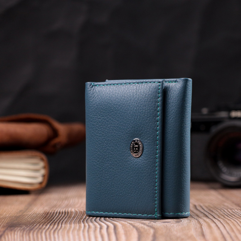 Маленький кошелек для женщин из натуральной кожи ST Leather Бирюзовый