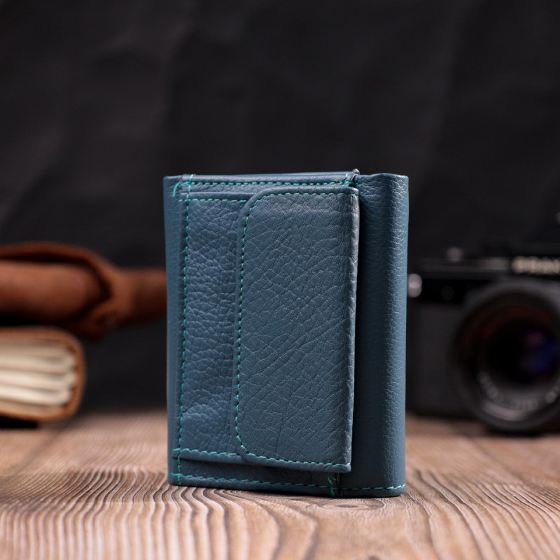 Маленький кошелек для женщин из натуральной кожи ST Leather Бирюзовый