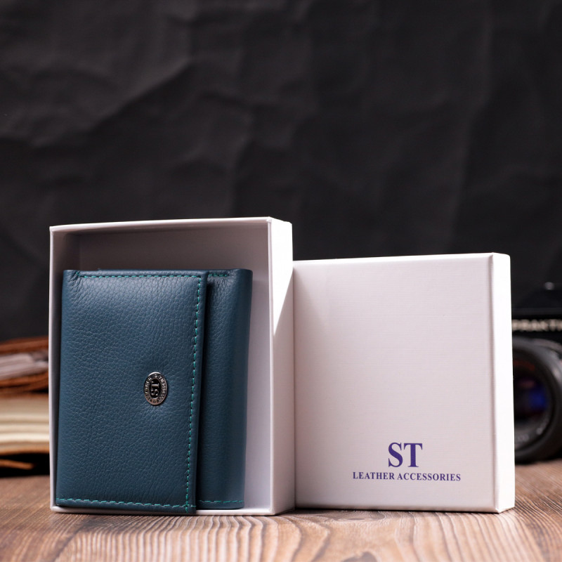 Маленький кошелек для женщин из натуральной кожи ST Leather Бирюзовый