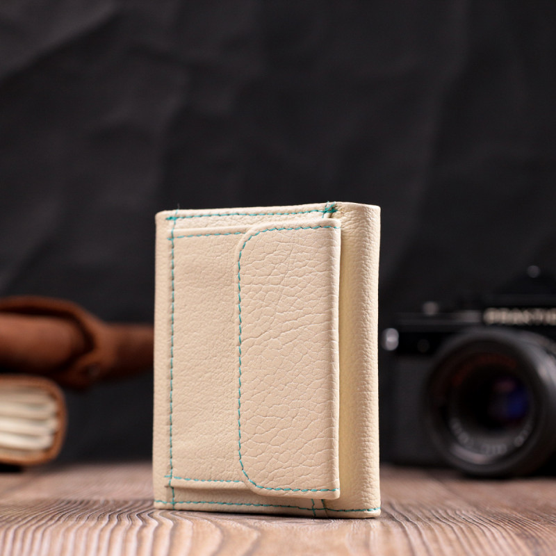 Стильный небольшой кошелек для модниц из натуральной кожи ST Leather Белый